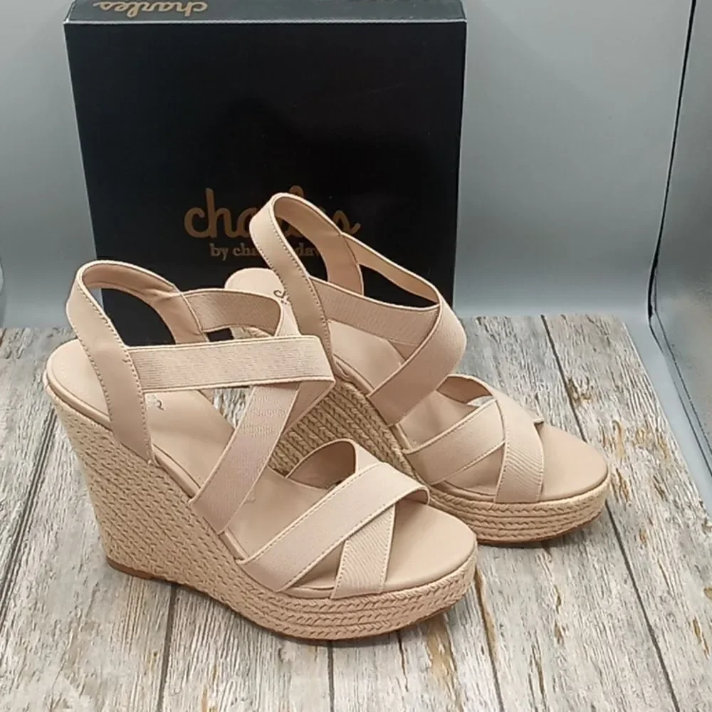 Charles David Alyce Faux Leather Wedge Sandals Shoes Size 11
